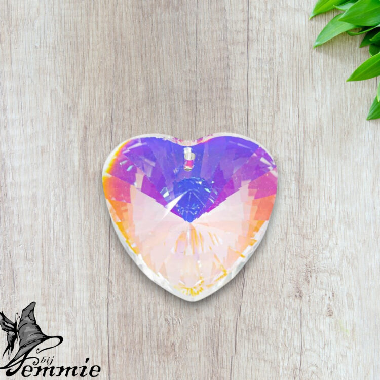 Regenboogkristal Hartvorm Parelmoer (40 mm)