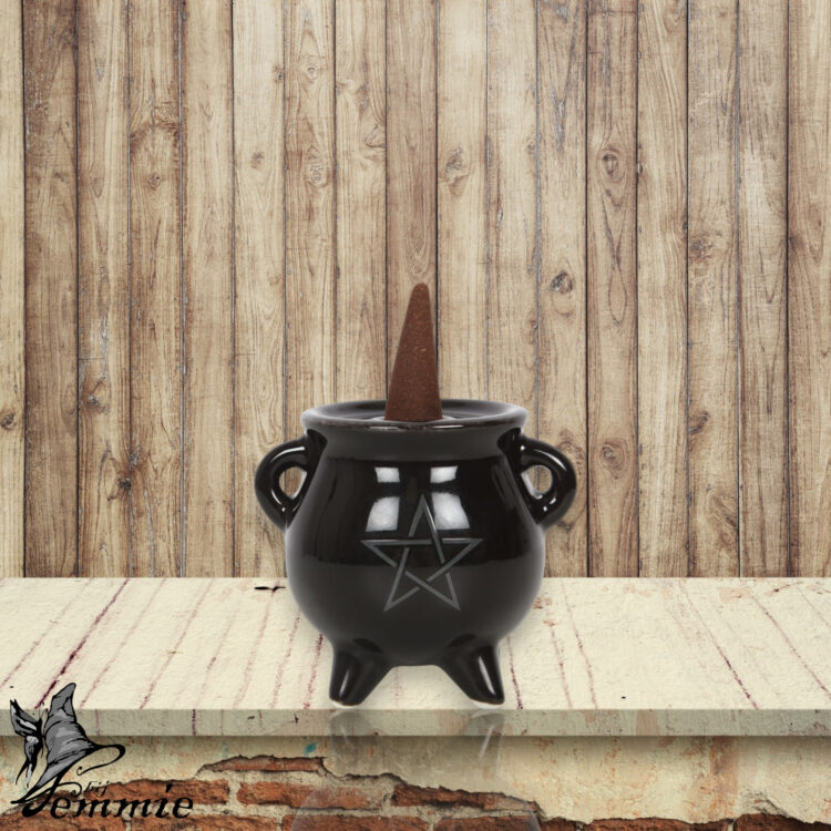 Heksenketel met pentagram  wierookhouder